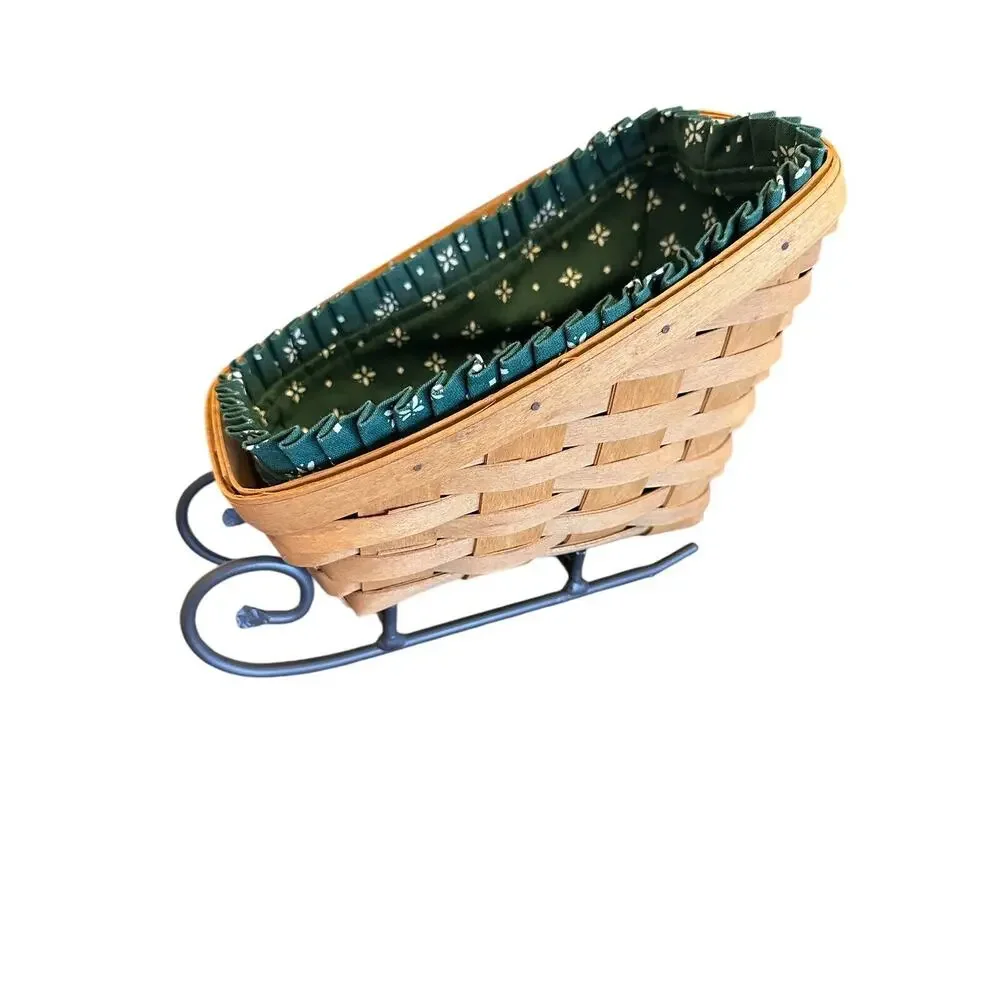 Vintage 2002 Longaberger Sleigh Basket Christmas Collection Collectible Decor